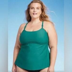 NWT Kona Sol Swimming Tank Women's tankini top green sz 0X 14-16